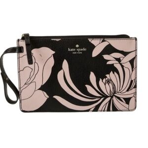 Kate Spade Black and Pink Floral Wristlet